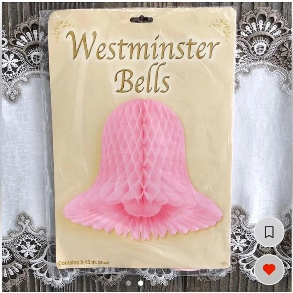 Vintage Tissue Wedding Bells Beistle Honeycomb Pink NWT